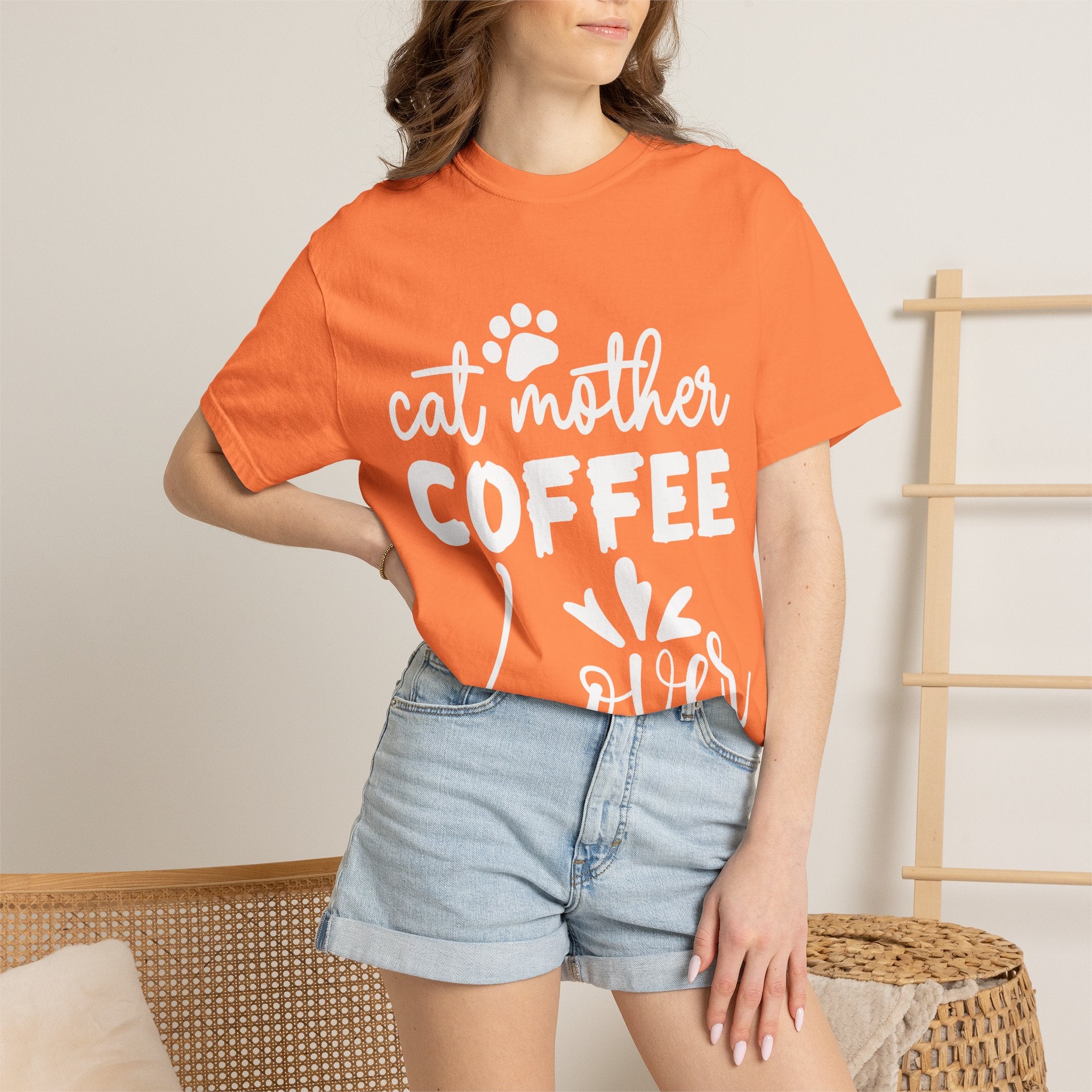 cat mother coffee lover T-shirt