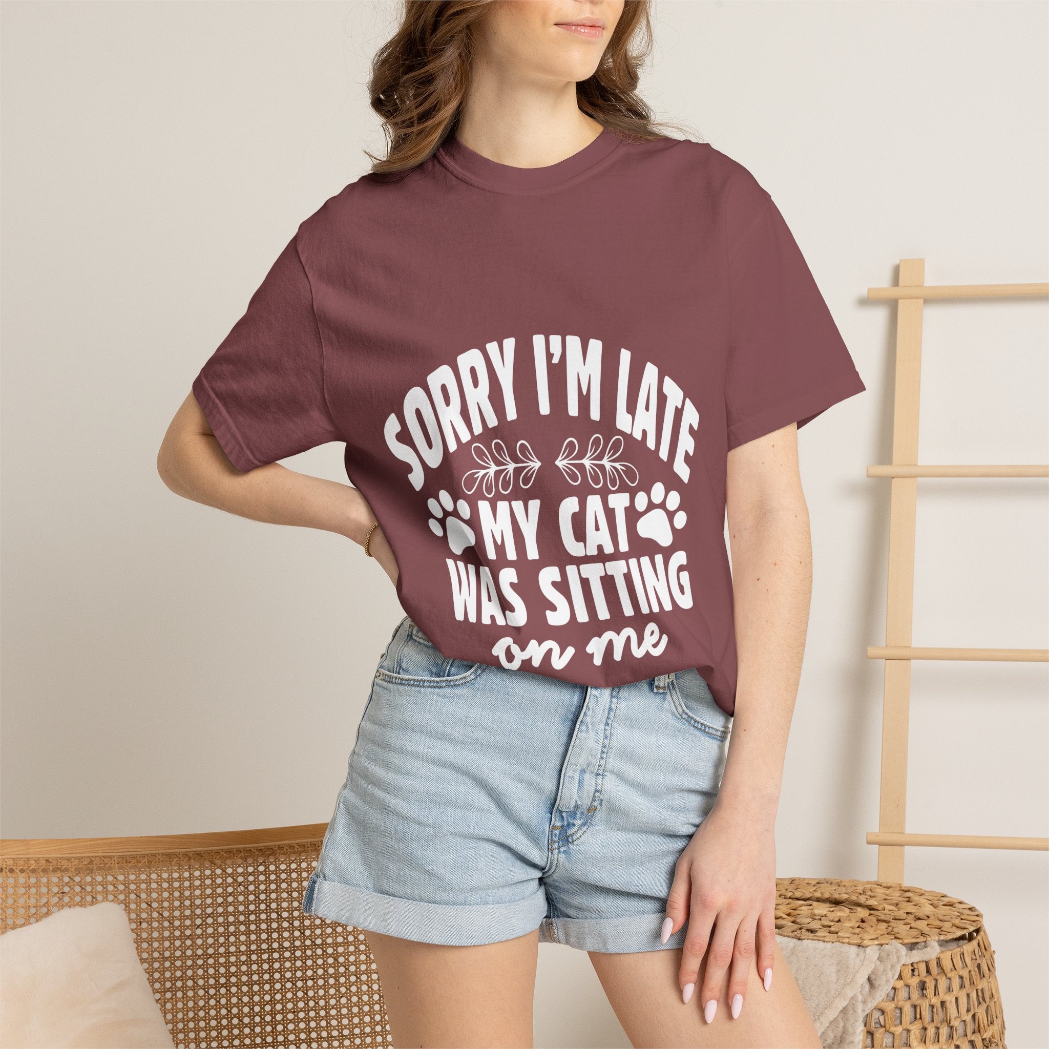 sorry i'm late my cat was sitting on me T-shirt