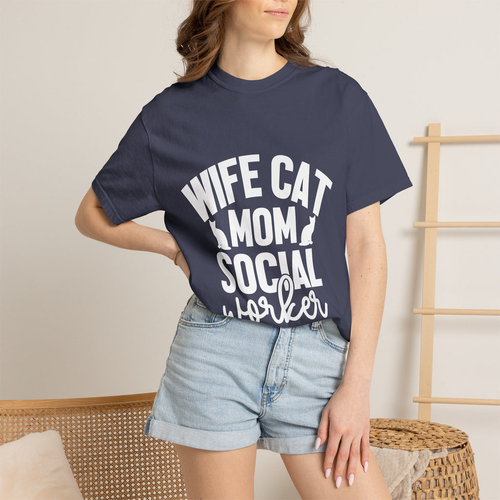 wife cat mom social worker T-shirt