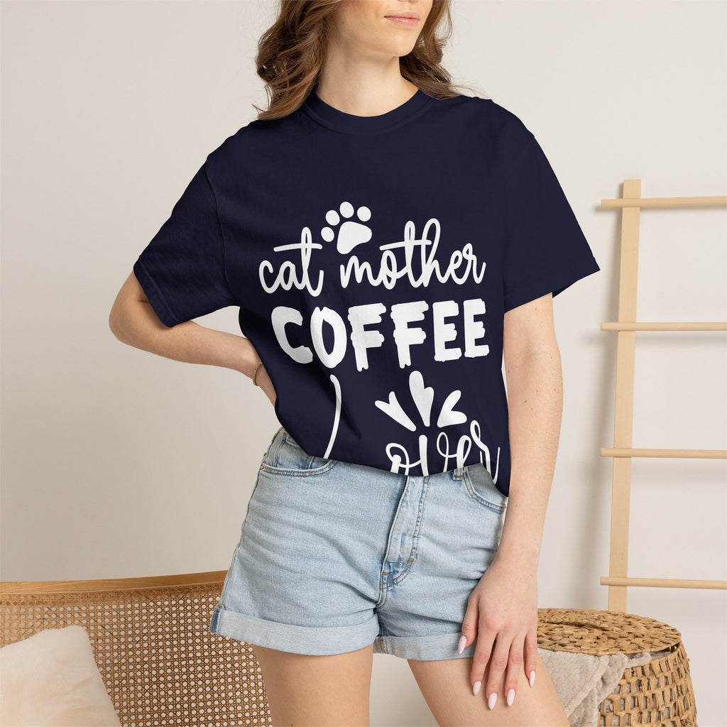 cat mother coffee lover T-shirt