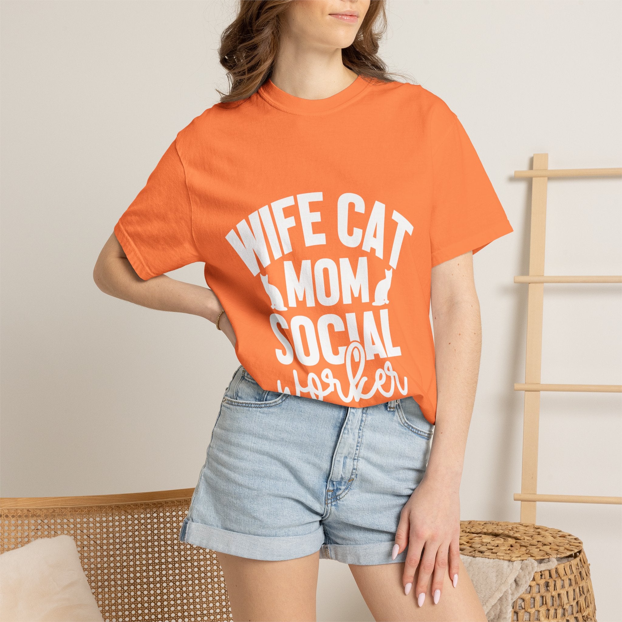 wife cat mom social worker T-shirt