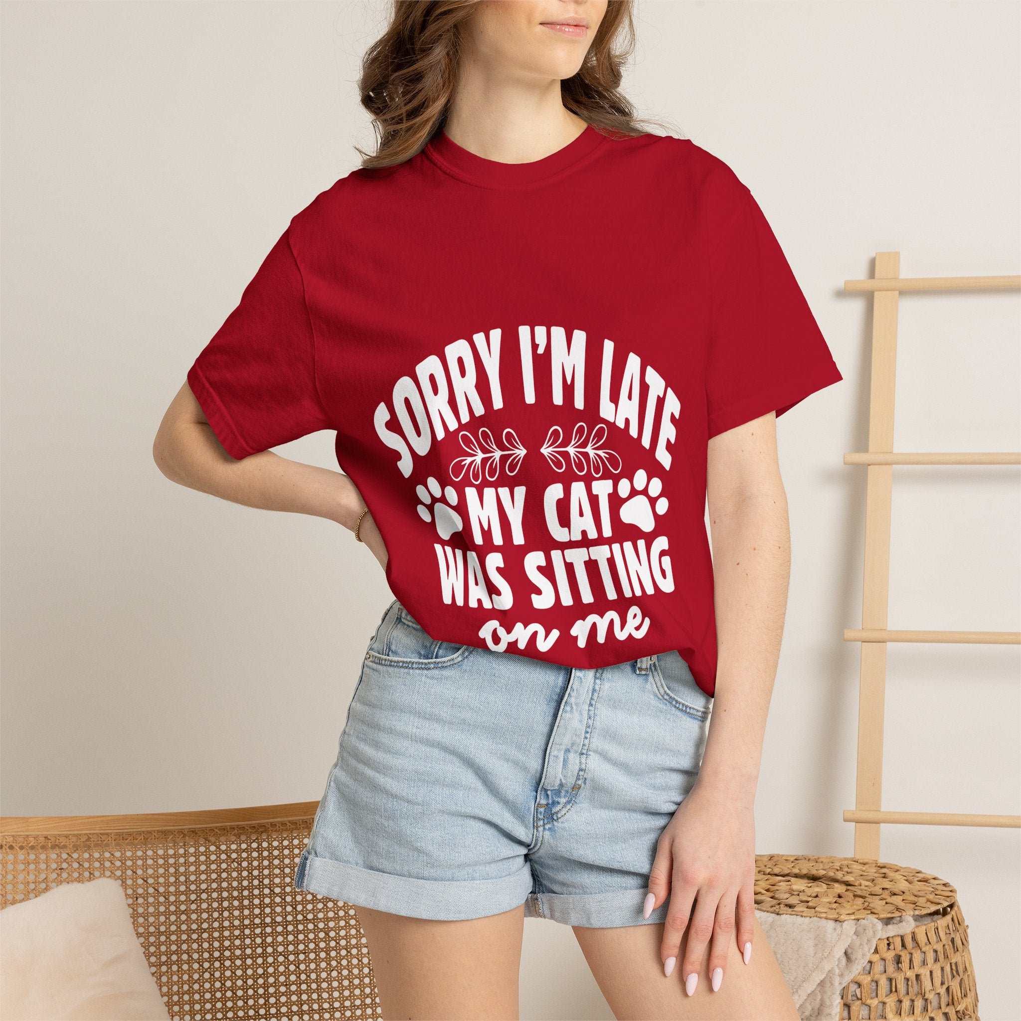 sorry i'm late my cat was sitting on me T-shirt