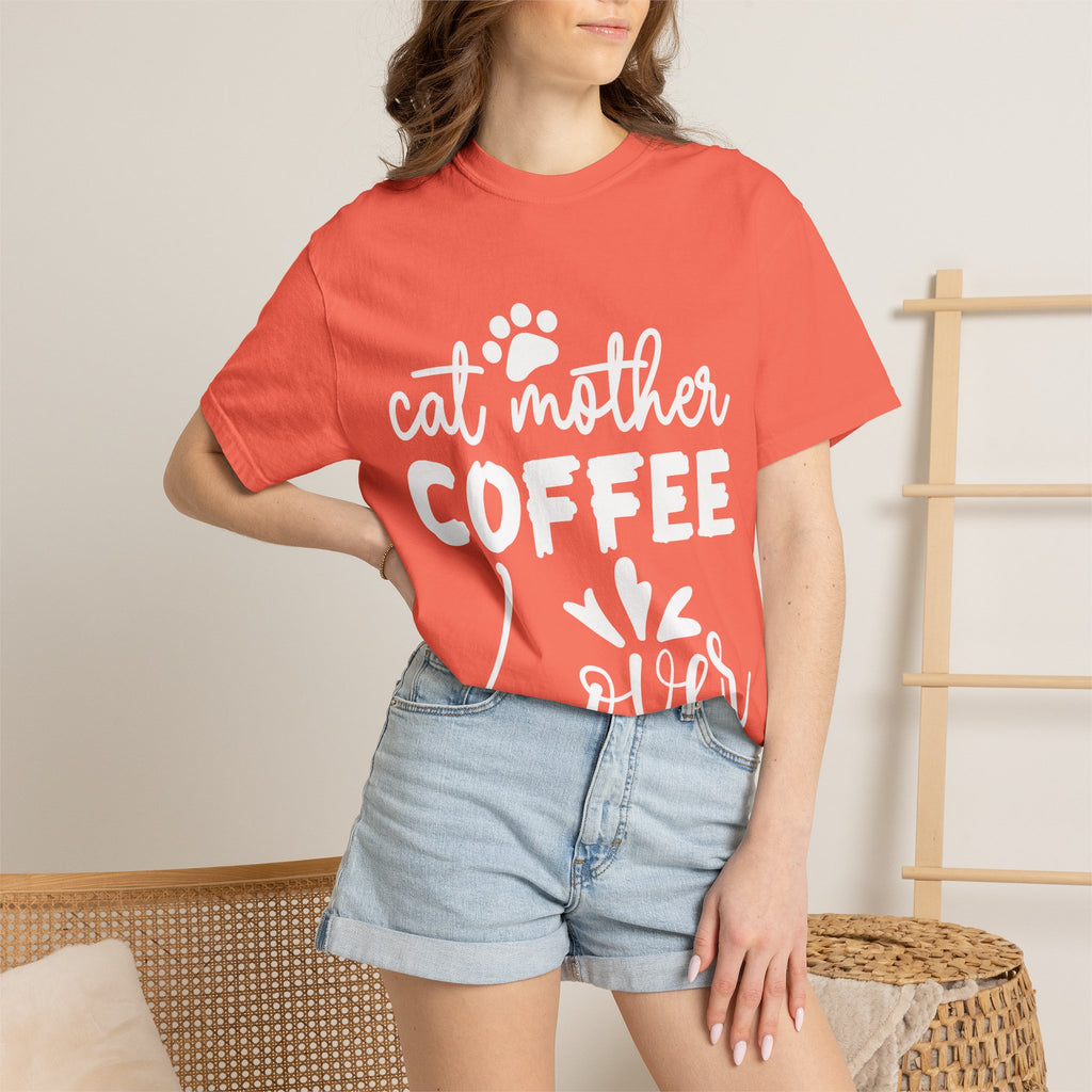 cat mother coffee lover T-shirt