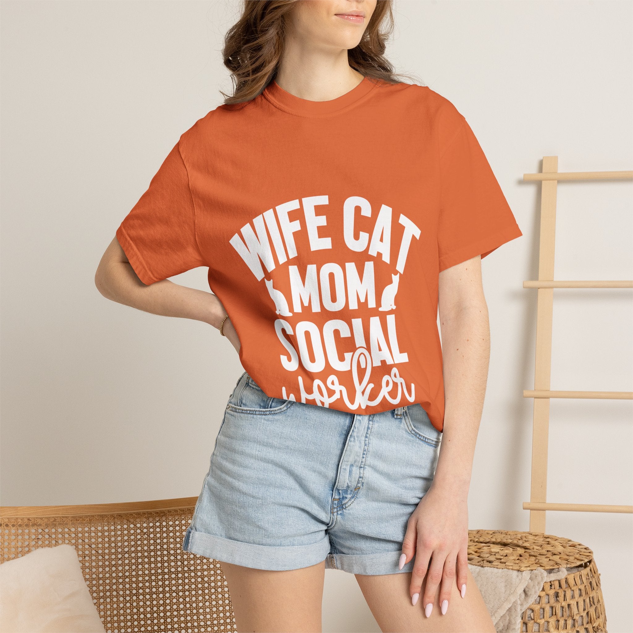 wife cat mom social worker T-shirt