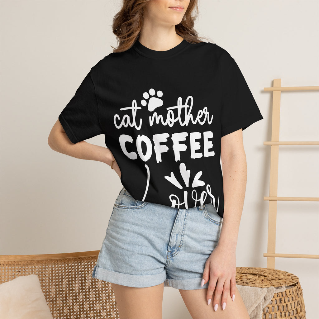 cat mother coffee lover T-shirt