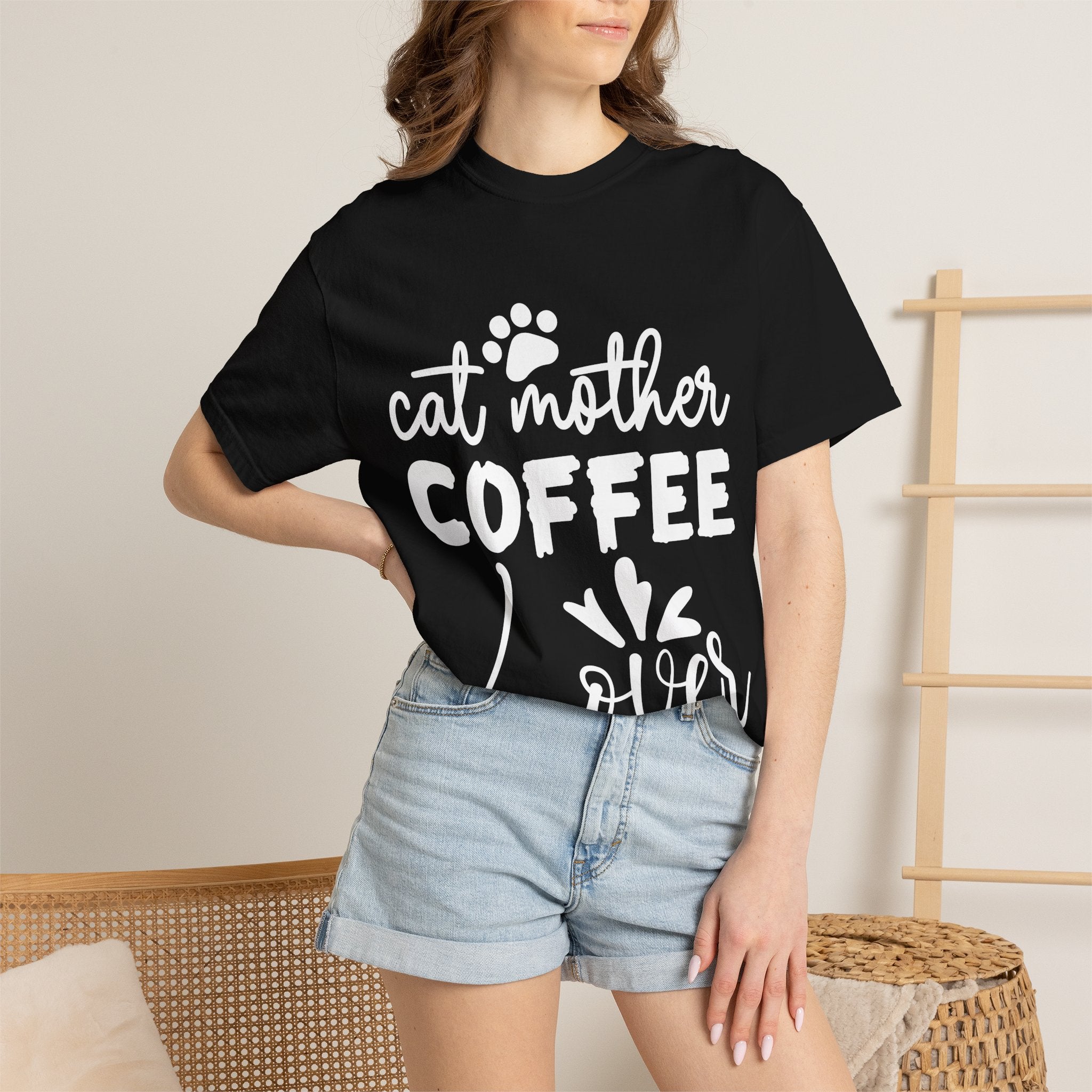 cat mother coffee lover T-shirt