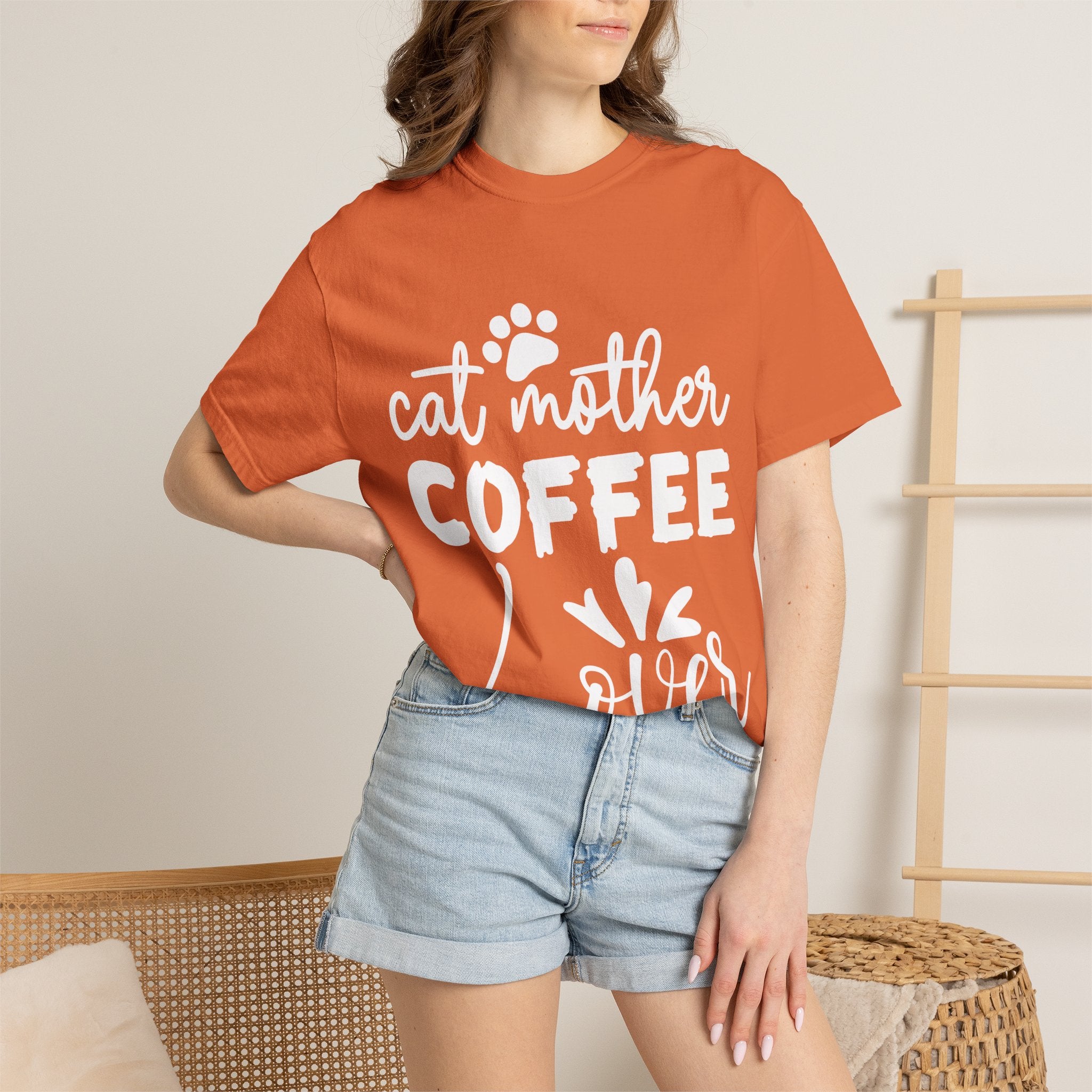 cat mother coffee lover T-shirt