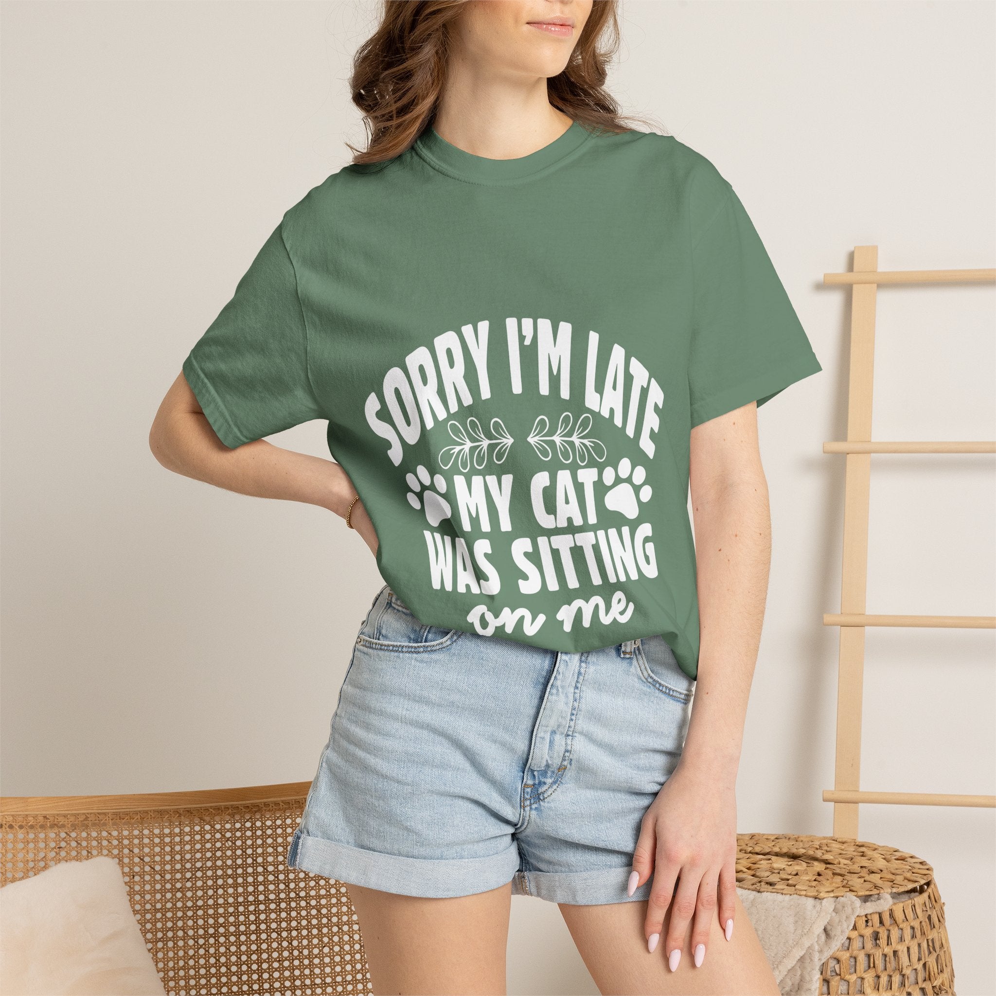 sorry i'm late my cat was sitting on me T-shirt
