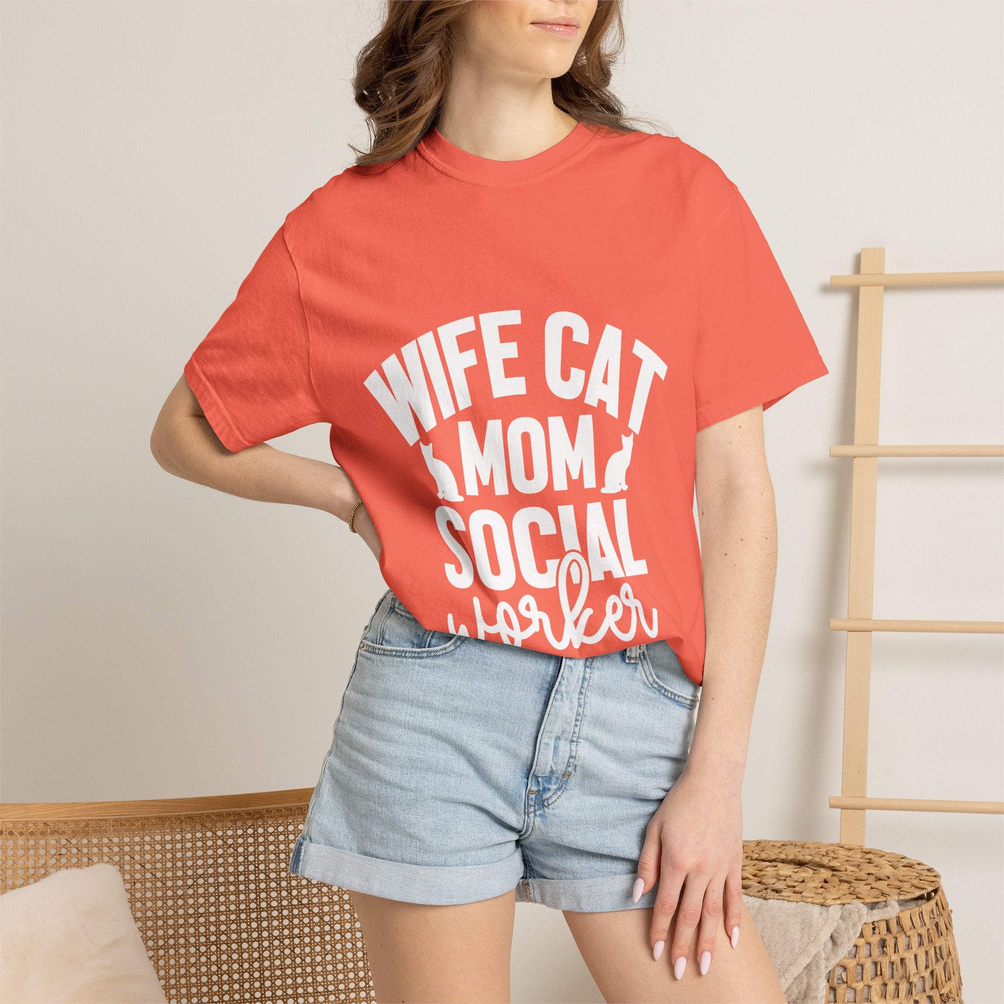 wife cat mom social worker T-shirt
