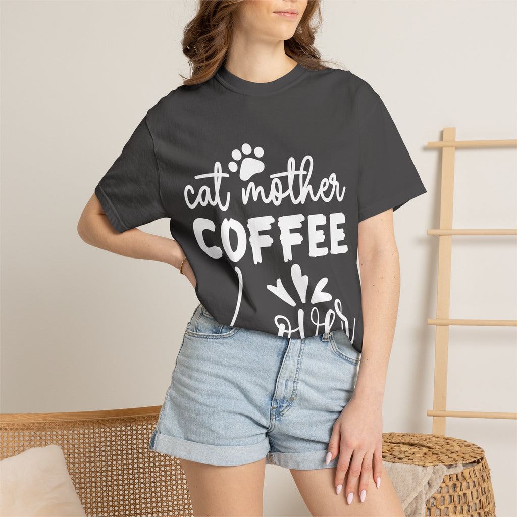 cat mother coffee lover T-shirt