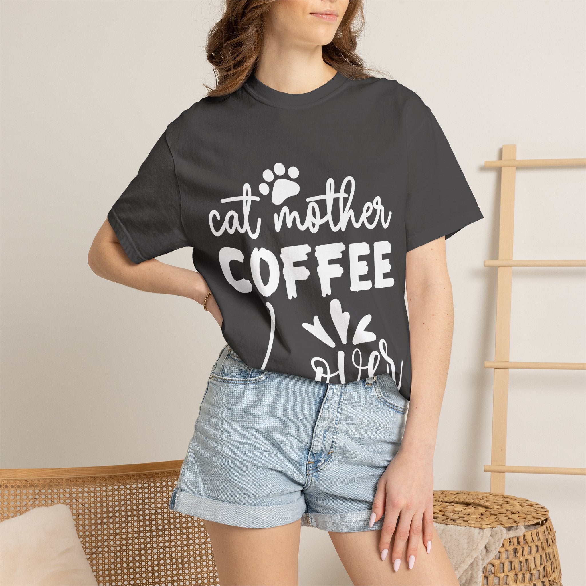 cat mother coffee lover T-shirt