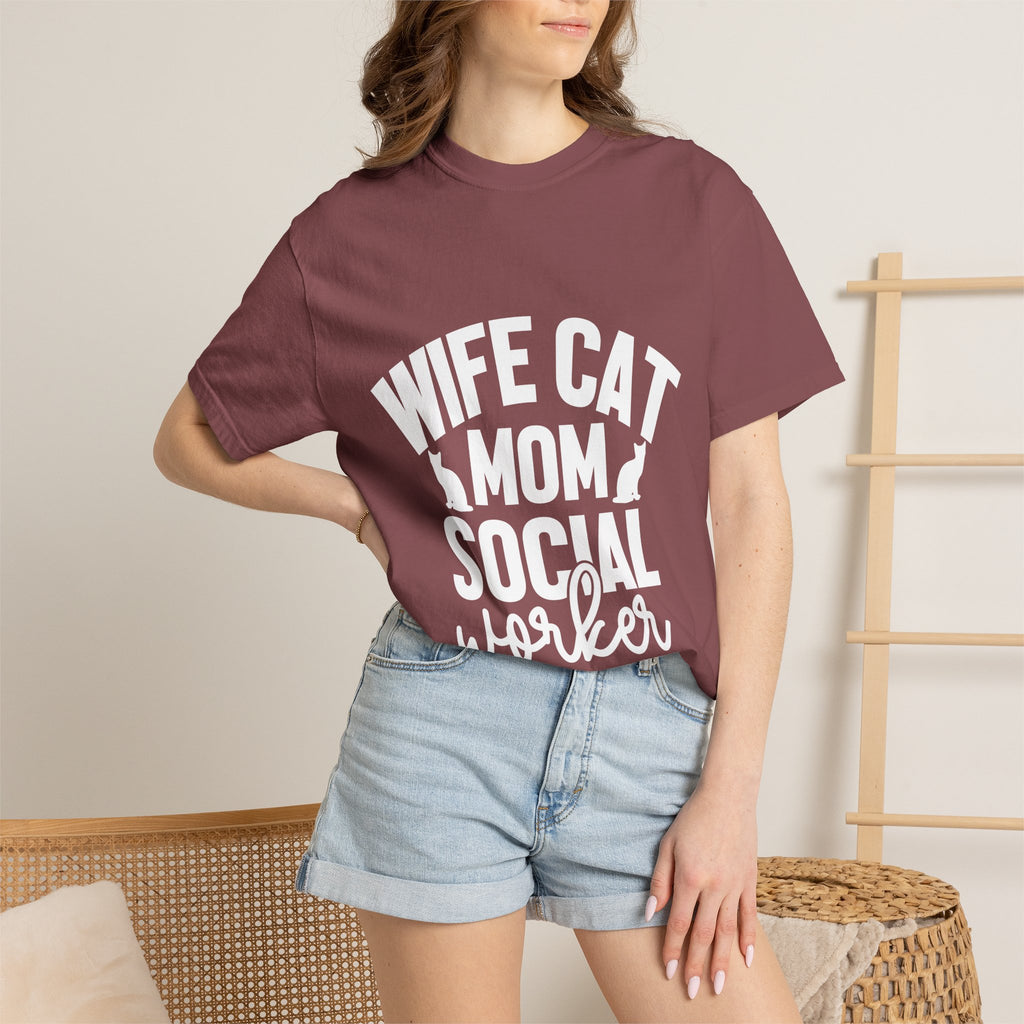 wife cat mom social worker T-shirt