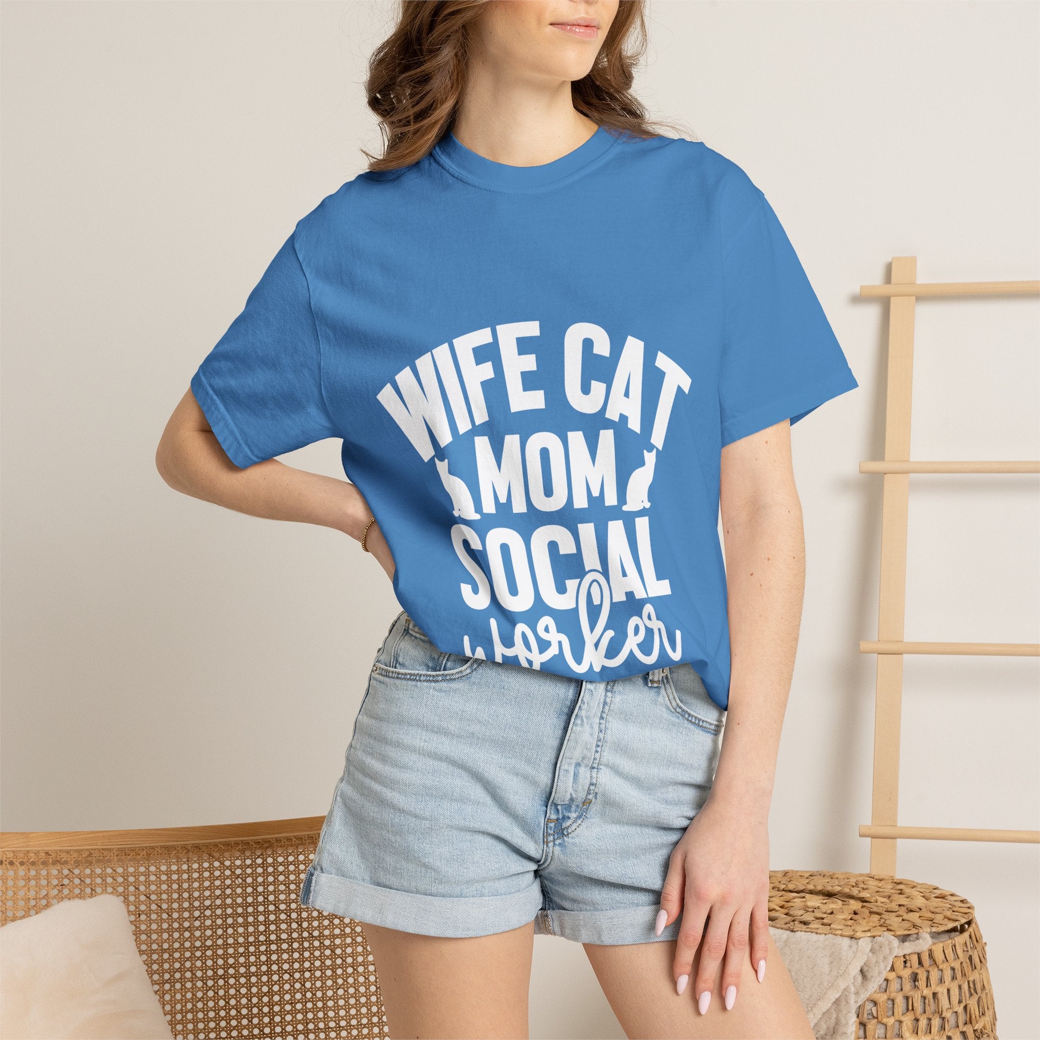 wife cat mom social worker T-shirt