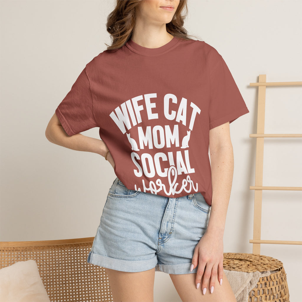 wife cat mom social worker T-shirt