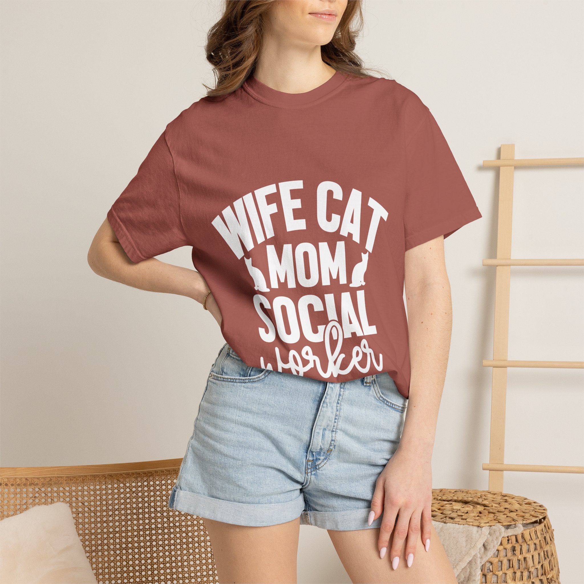 wife cat mom social worker T-shirt