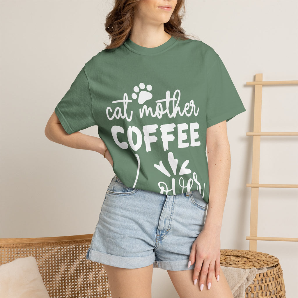 cat mother coffee lover T-shirt