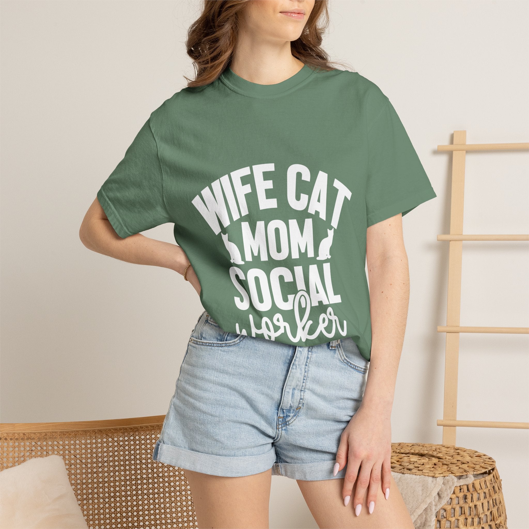 wife cat mom social worker T-shirt