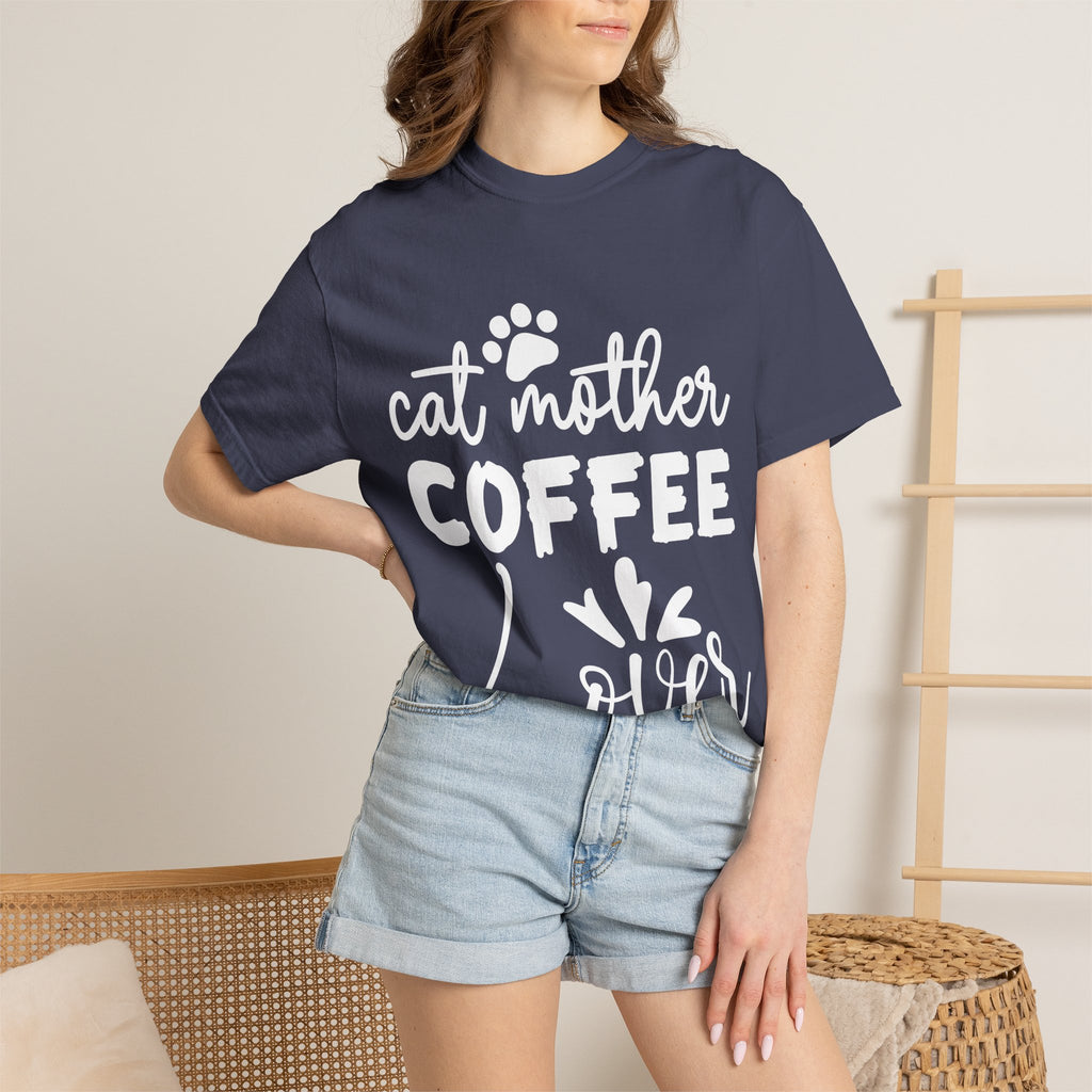 cat mother coffee lover T-shirt