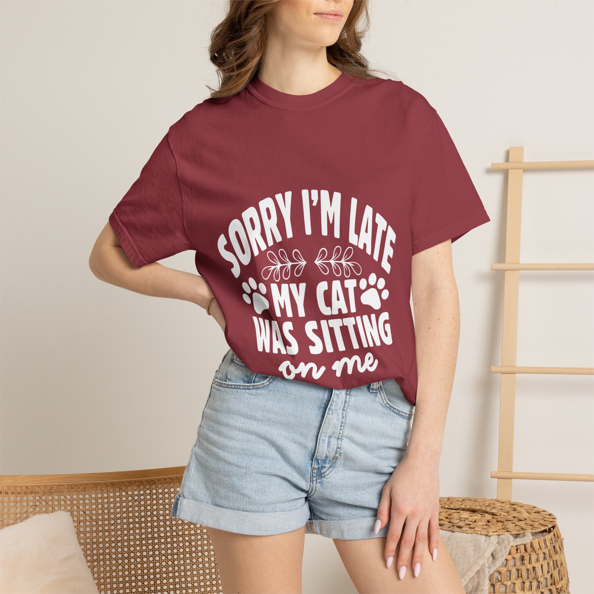 sorry i'm late my cat was sitting on me T-shirt