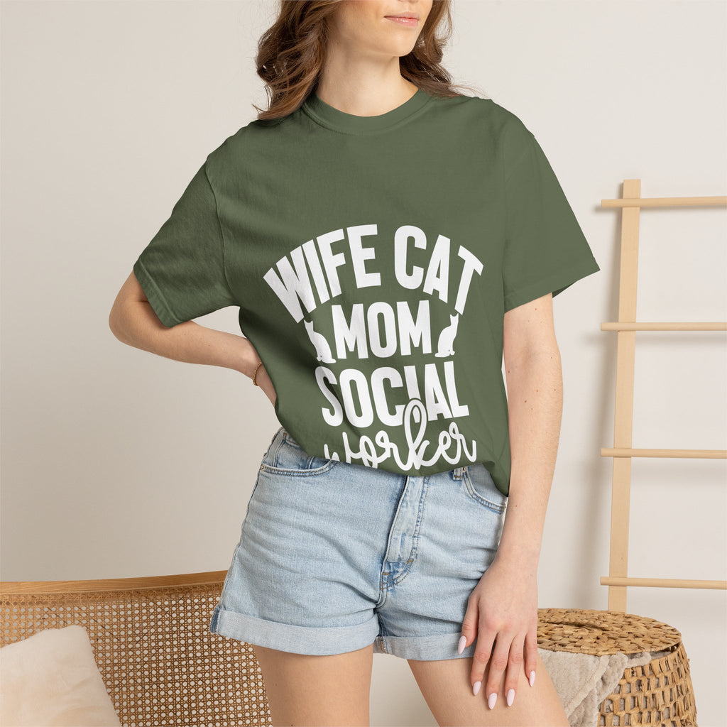 wife cat mom social worker T-shirt
