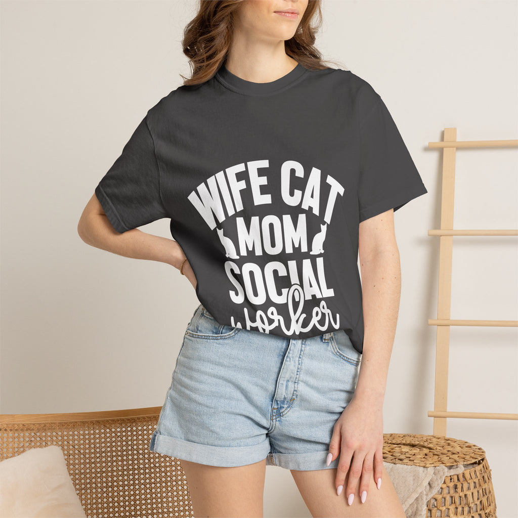 wife cat mom social worker T-shirt