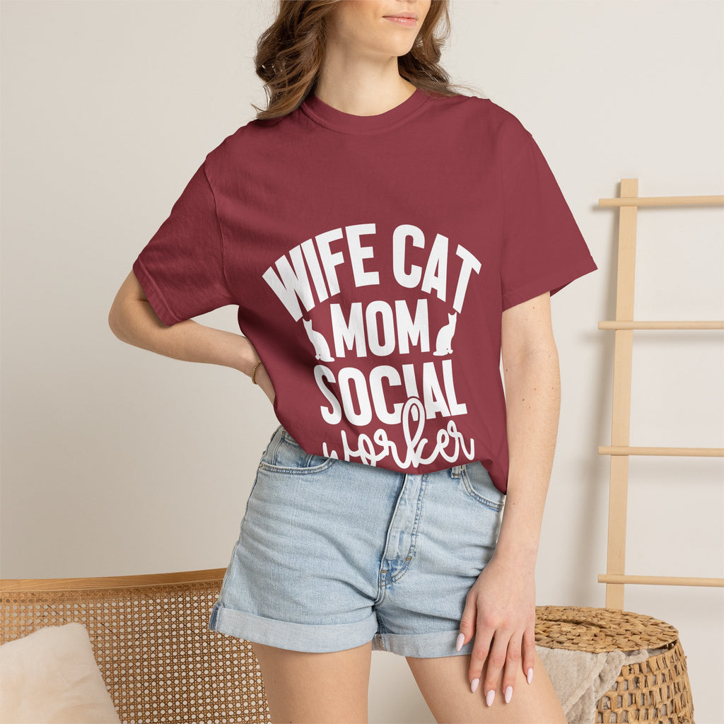 wife cat mom social worker T-shirt