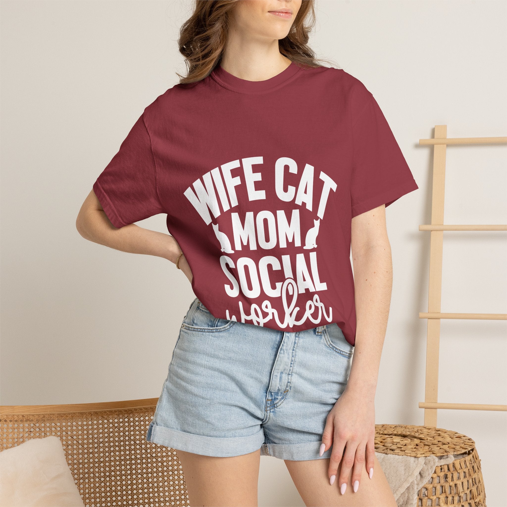 wife cat mom social worker T-shirt
