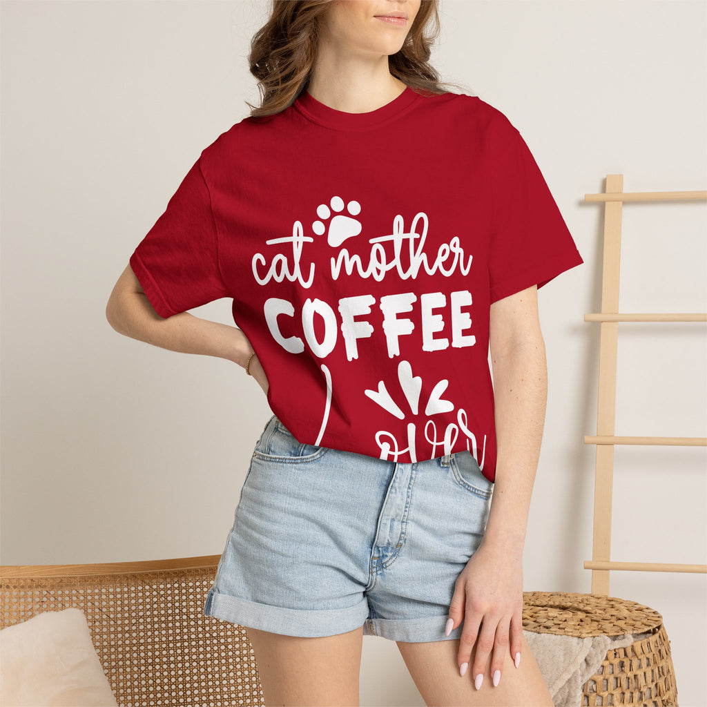 cat mother coffee lover T-shirt