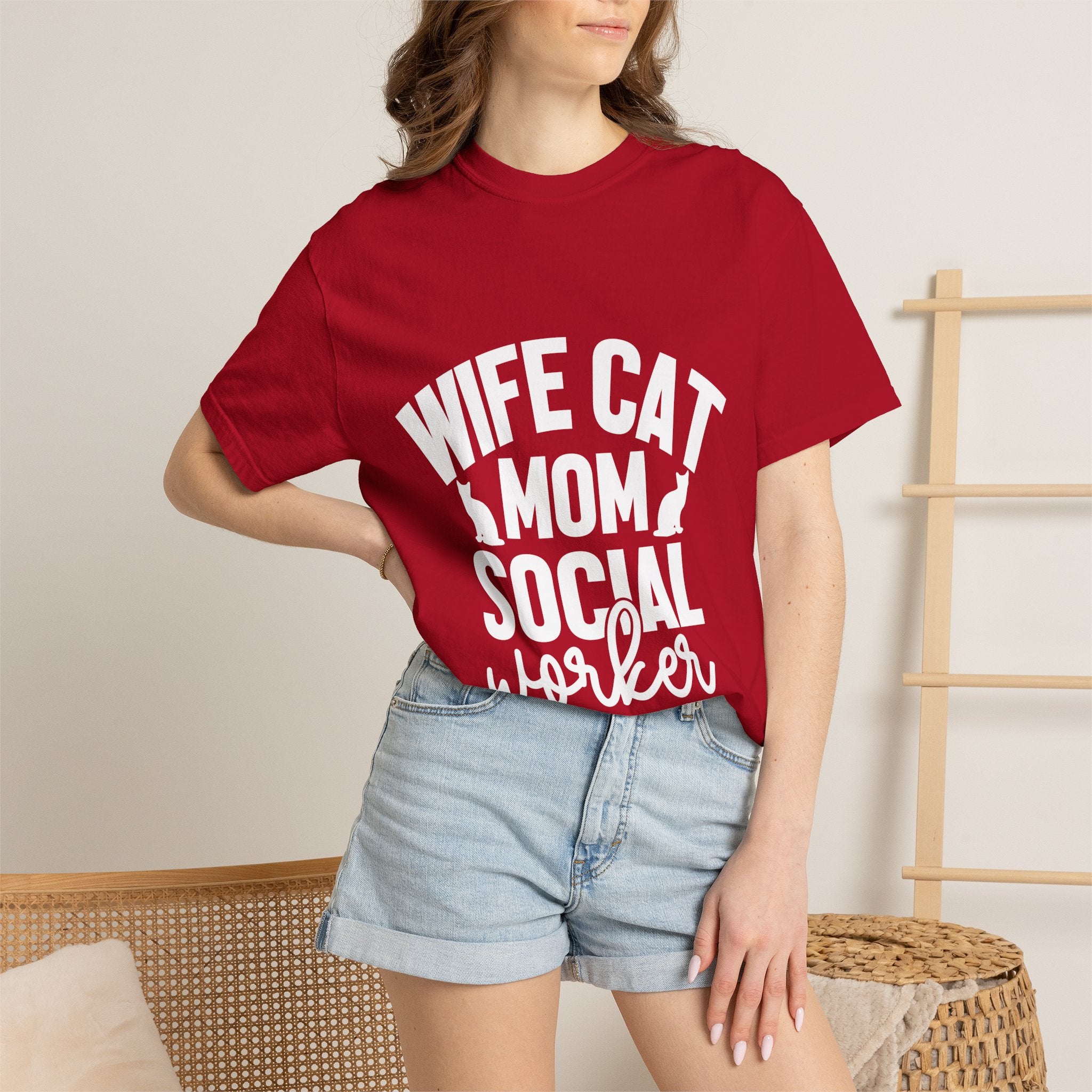 wife cat mom social worker T-shirt