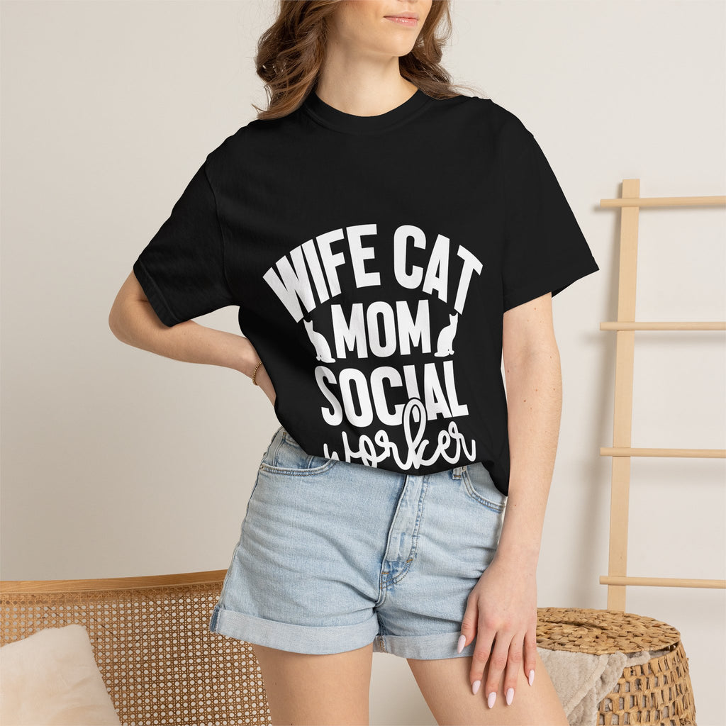 wife cat mom social worker T-shirt